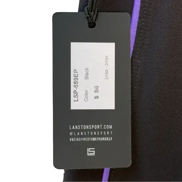 LANSTON SPORT Women’s X-Small Black purple High waisted ankle Cropped leggings
